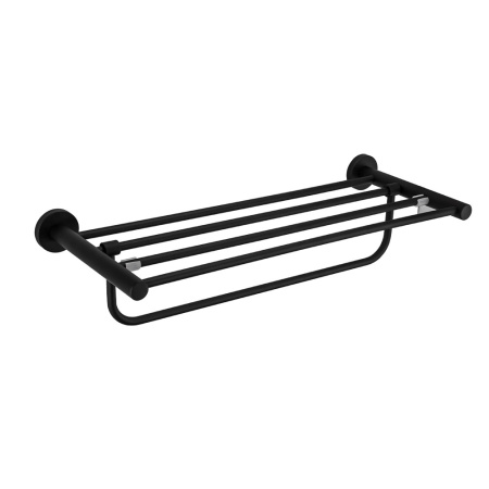 Полка с полотенцедержателем Frap F30224, 60х15 см, цвет черный - КонтурТерм