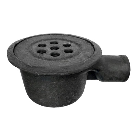 Трап круглый чугунный DN 100 с вертикальным выпуском и чугунной решеткой - КонтурТерм