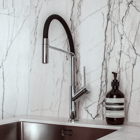 Смеситель для мойки OMNIRES VITA , высокий, черный/хром - КонтурТерм