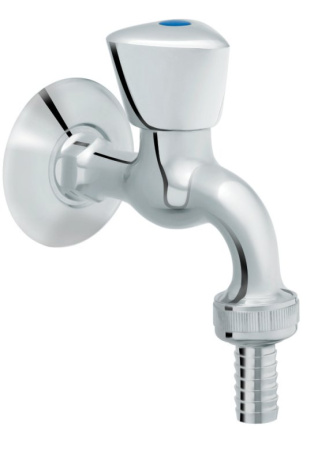 Кран поливочный HERZ  CLASSIC декоративный со штуцером, цвет хром - КонтурТерм