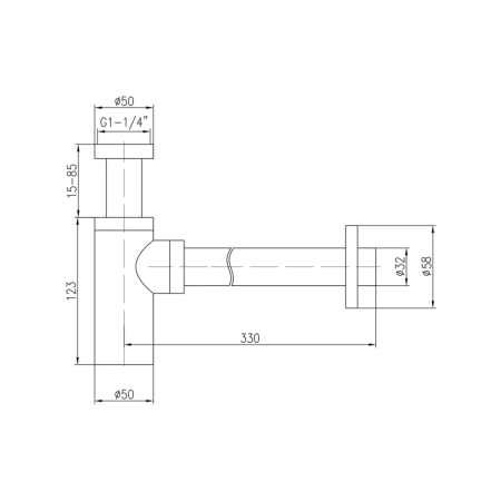 Полусифон бутылочный для раковины VIEIR 1 1/4", цвет бронза - КонтурТерм