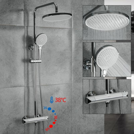 Система душевая с термостатическим смесителем Gappo G03-8, хром/белый - КонтурТерм