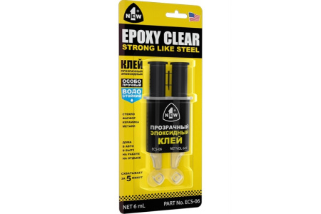 Клей эпоксидный 2х3мл шприц, прозрачный, ECS-06 1NEW								 - КонтурТерм