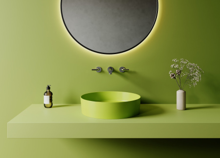 Раковина накладная Ø45 CREAVIT Loop Neon, цвет желтый, 45х45х11 см - КонтурТерм