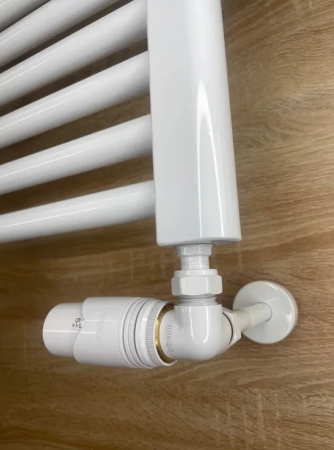 Кран осевой с термоголовкой Vivaldo 1/2'', комплект, цвет белый - КонтурТерм