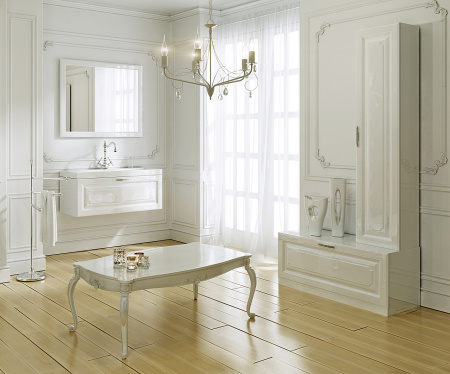 Пенал подвесной 35х152 см Аквелла Империя, белый - КонтурТерм