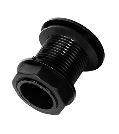 Переходник с контрагайкой 1" РН для емкости пластиковый черный, комплект - КонтурТерм
