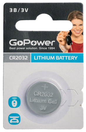Элемент питания СR2032 BL1 Lithium 3V, GoPower - КонтурТерм