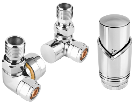 Кран осевой с термоголовкой Vivaldo 1/2'', комплект, цвет хром - КонтурТерм