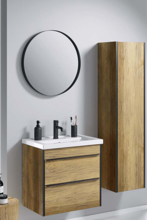 Зеркало Ø60 см Аквелла Фарго, круглое, черная рама - КонтурТерм