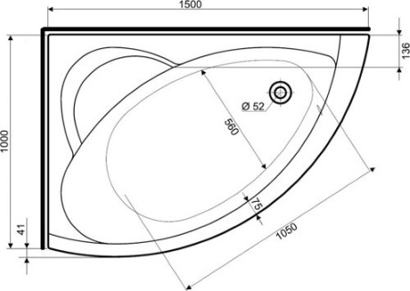 Ванна акриловая 150x100 см KOLO NEO PLUS, левая, с ногами - КонтурТерм