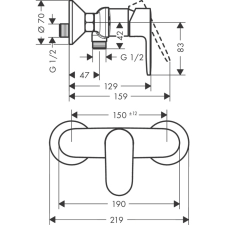 Смеситель для душа HansGrohe Vernis Blend, черный матовый - КонтурТерм